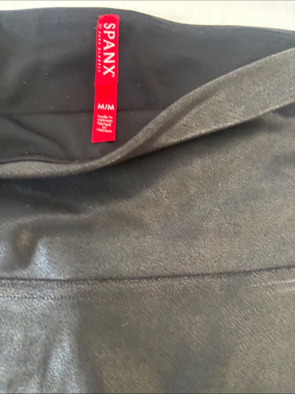 Spanx Leggings Size M. Faux Leather Side Stripe Leggings.